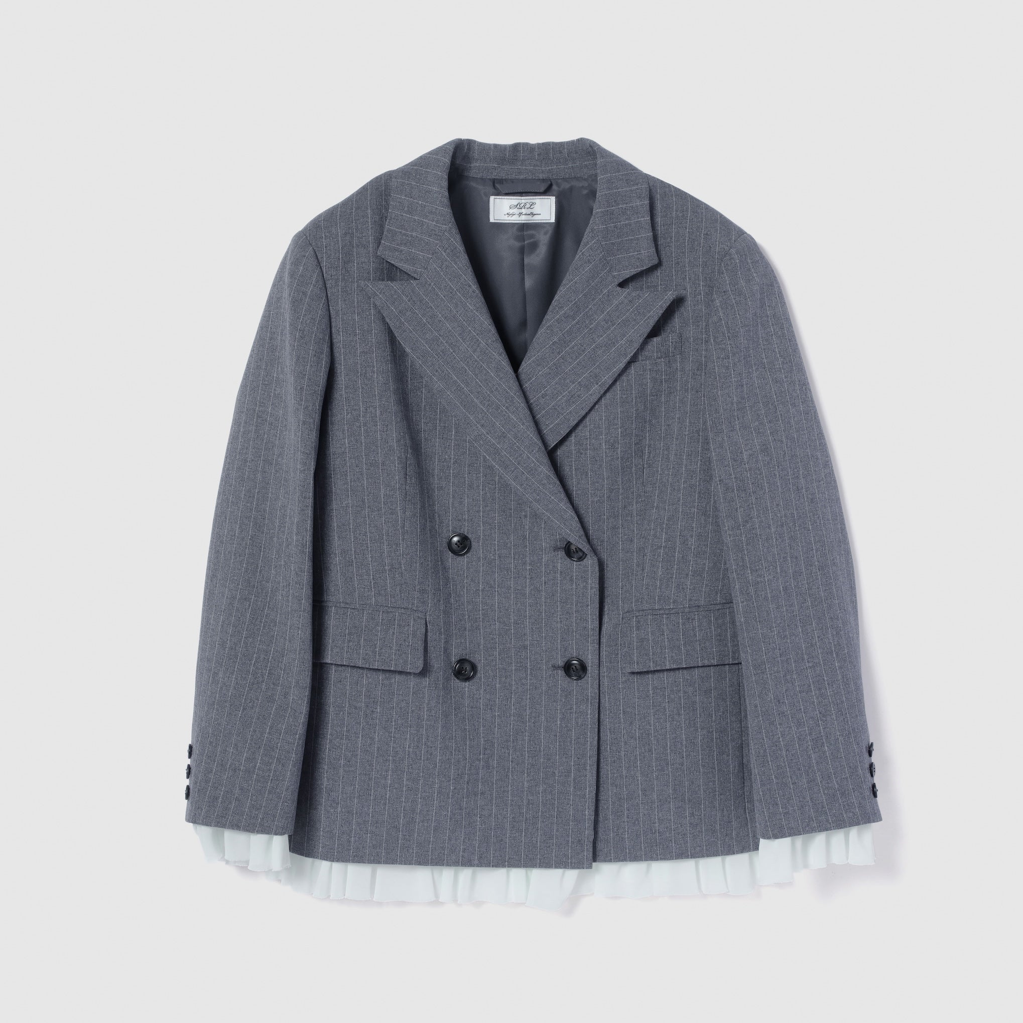 PinstripeフリルWジャケット