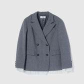 PinstripeフリルWジャケット