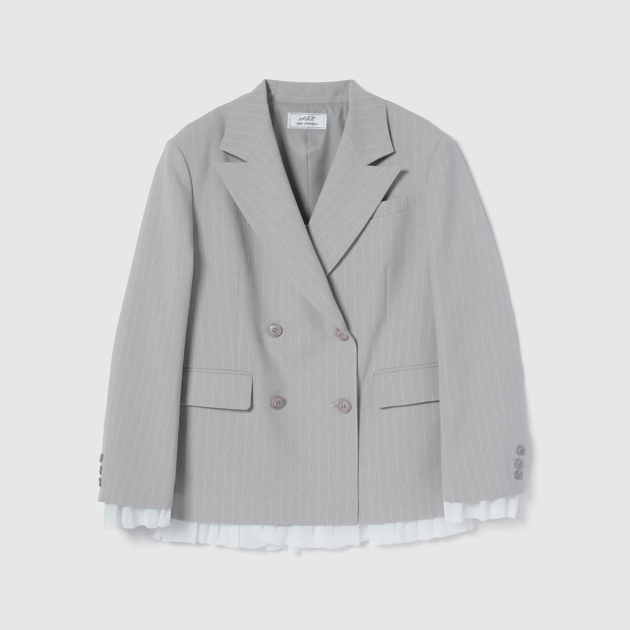 PinstripeフリルWジャケット