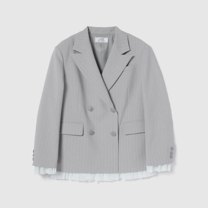 PinstripeフリルWジャケット
