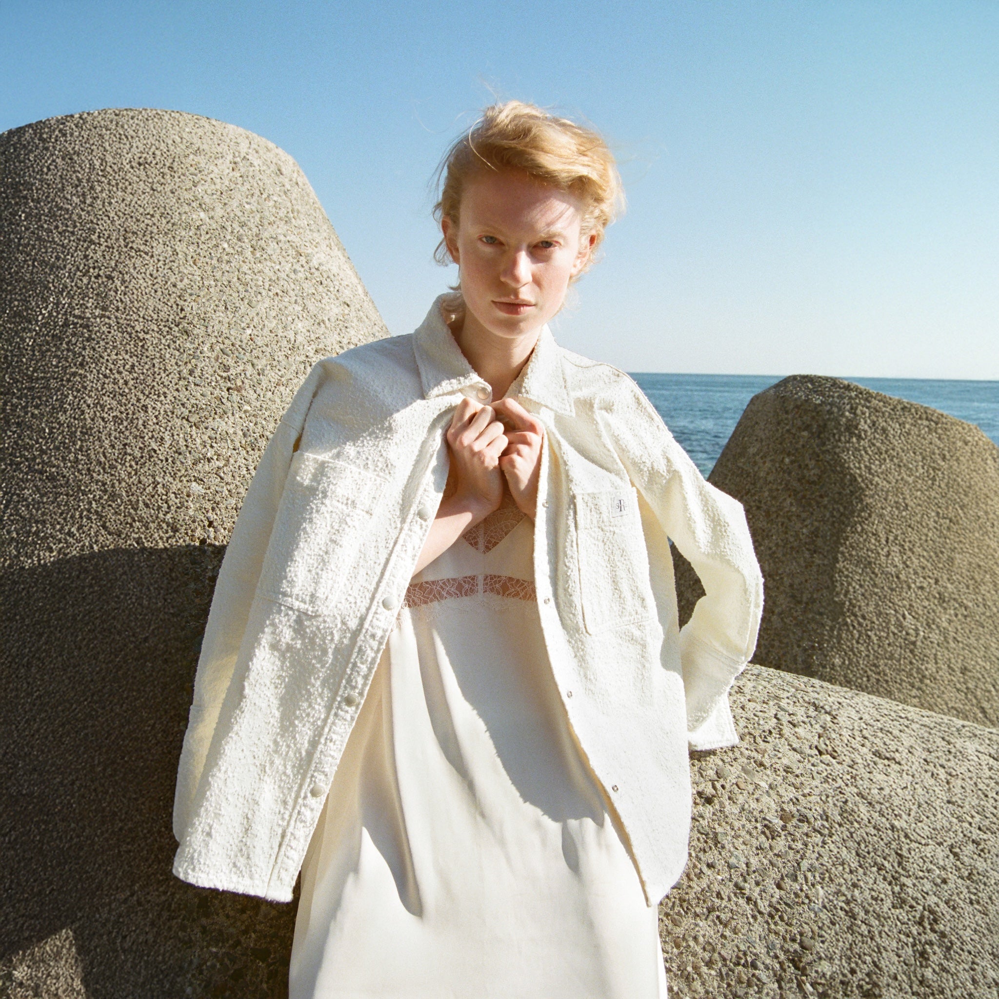 Needle punch material shirt jacket