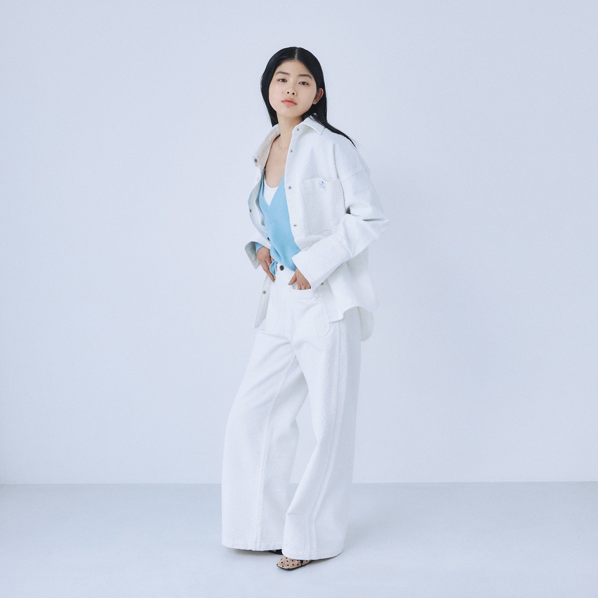 Needle punch material shirt jacket