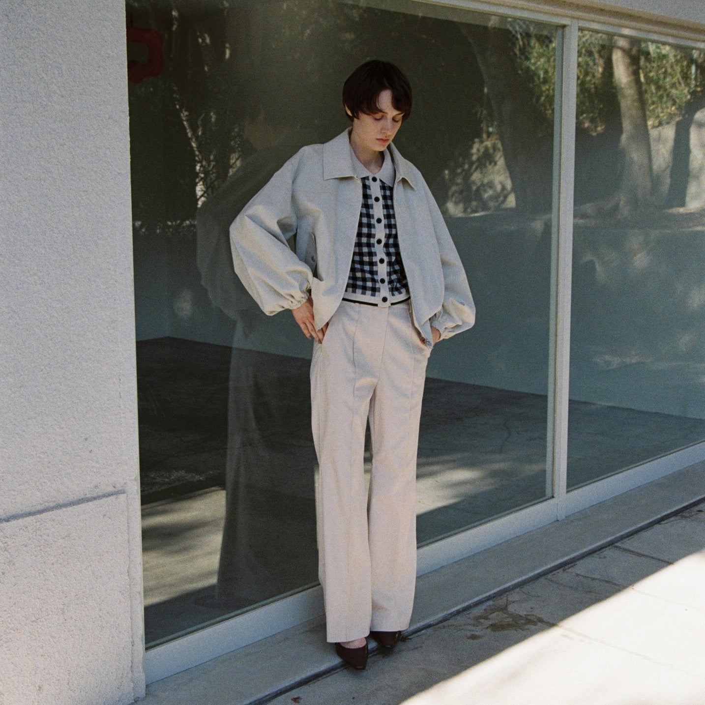 Round sleeve curvy blouson