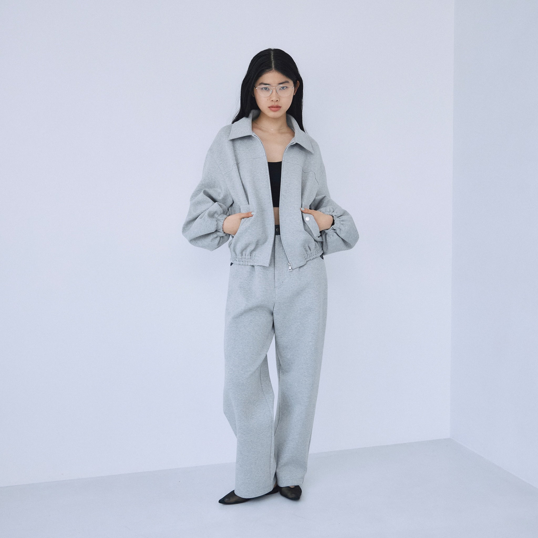 Round sleeve curvy blouson