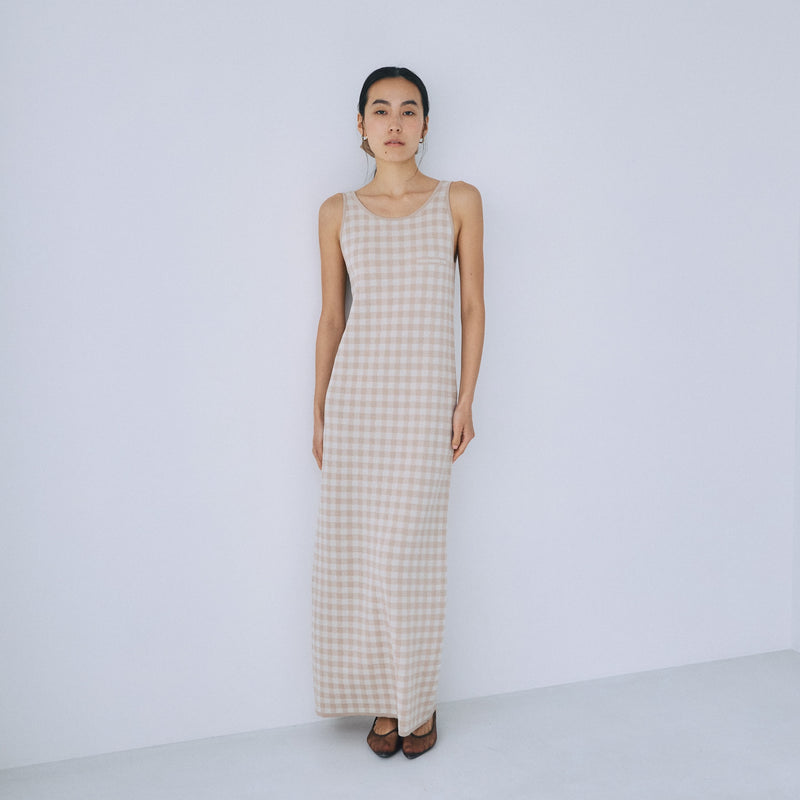Gingham Check Eyeliner Knit Dress