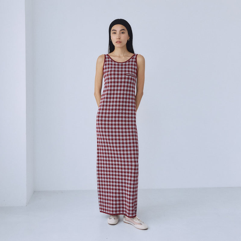 Gingham Check Eyeliner Knit Dress