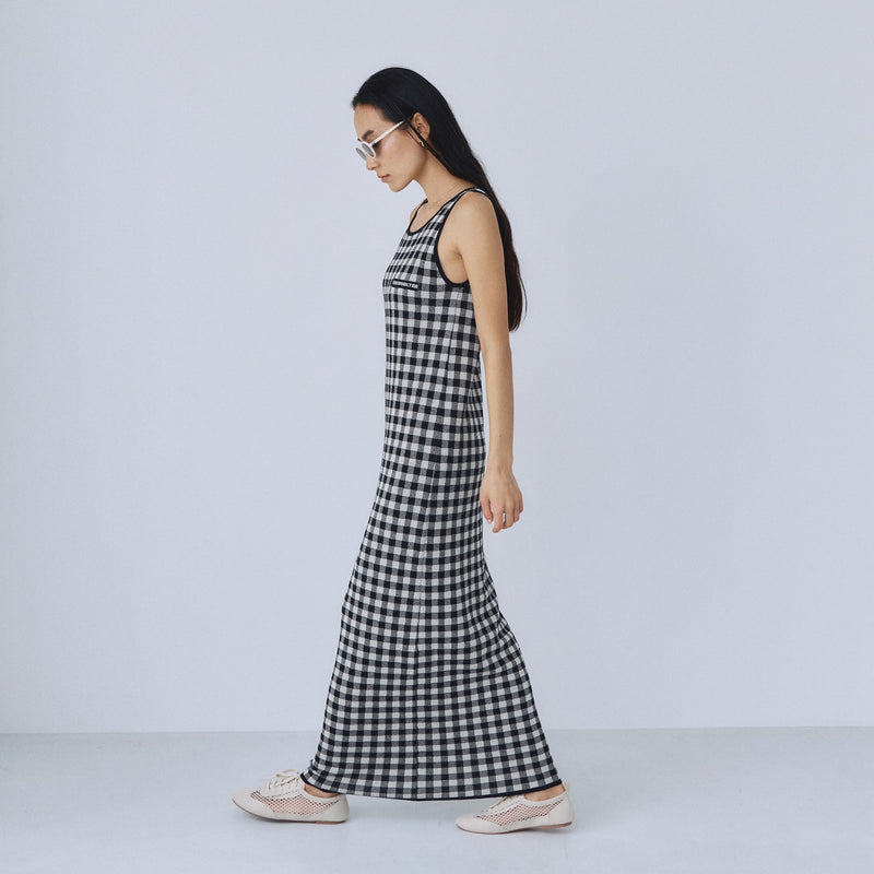 Gingham Check Eyeliner Knit Dress