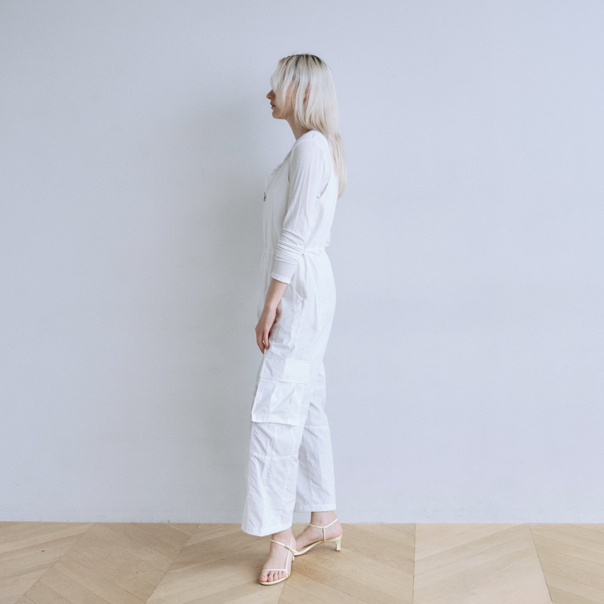 フロントZipナイロンサロペット