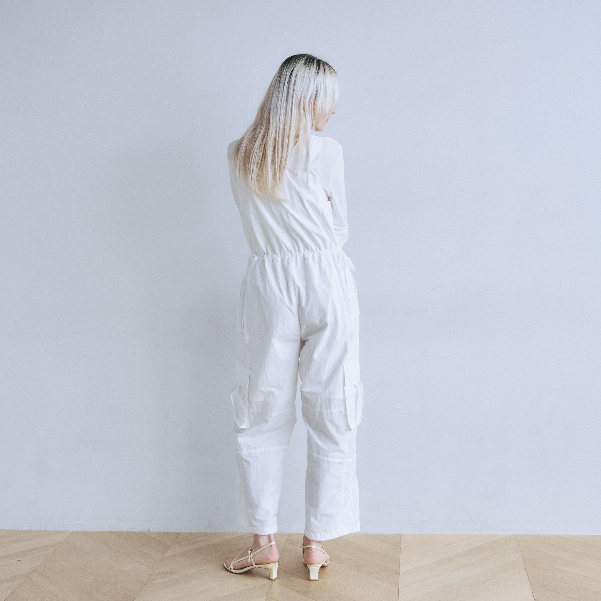 フロントZipナイロンサロペット