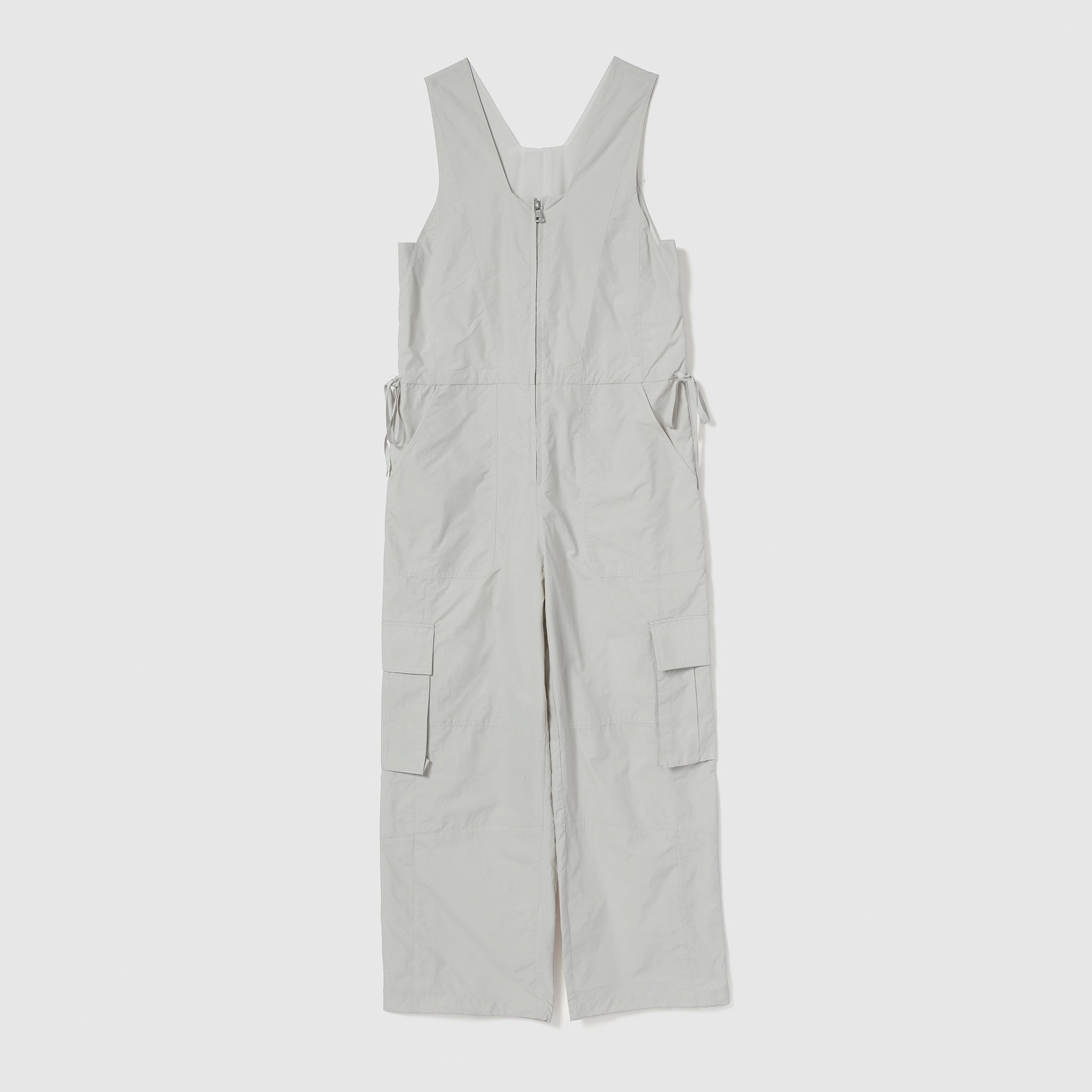 フロントZipナイロンサロペット