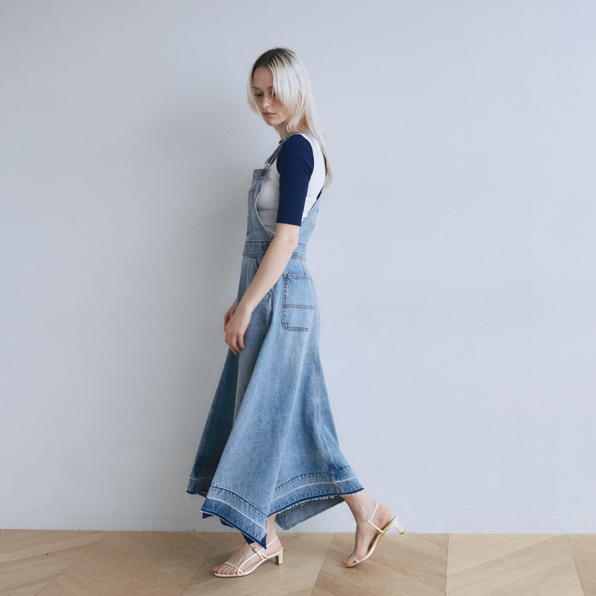 イレギュラーヘムDenimサロペットスカート