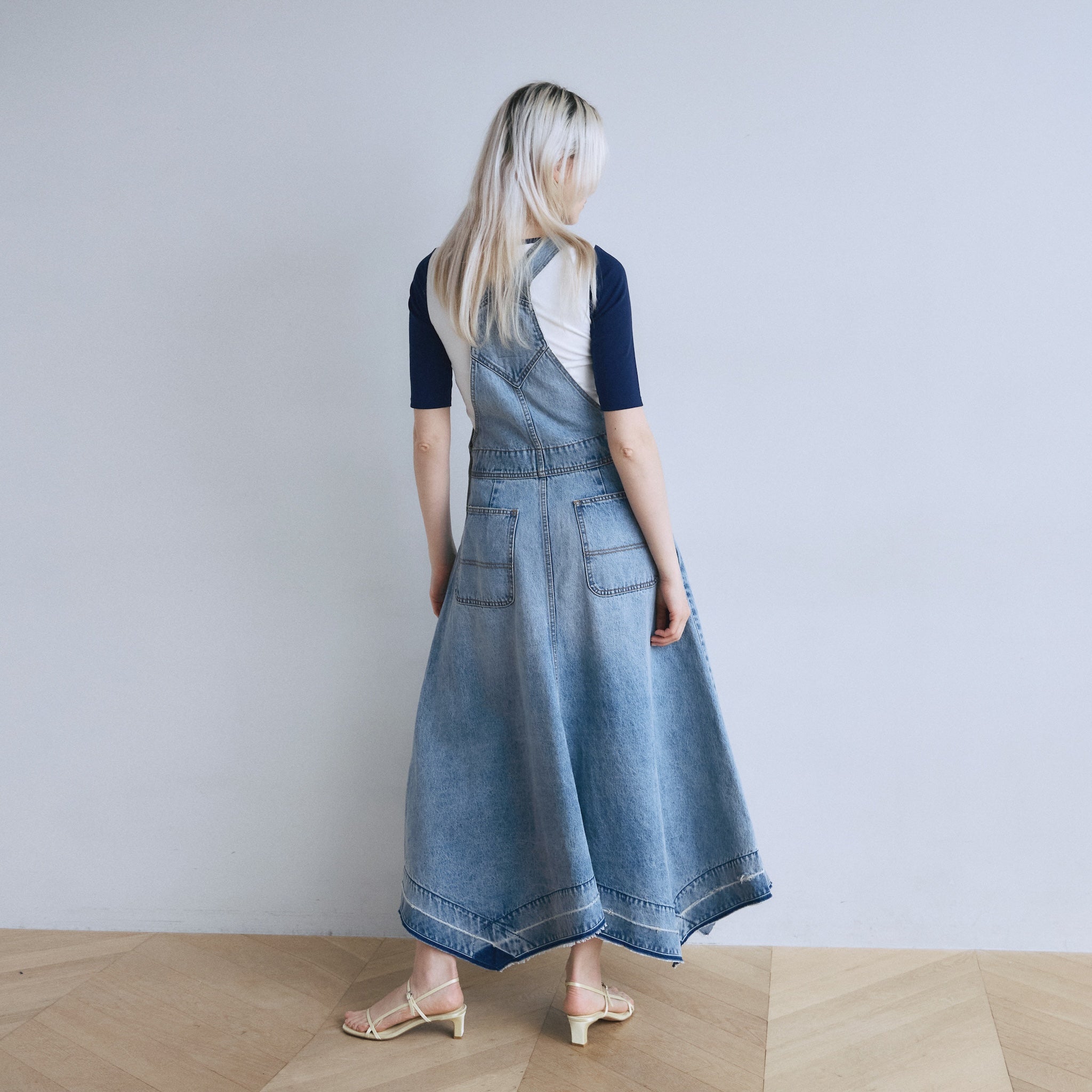 イレギュラーヘムDenimサロペットスカート