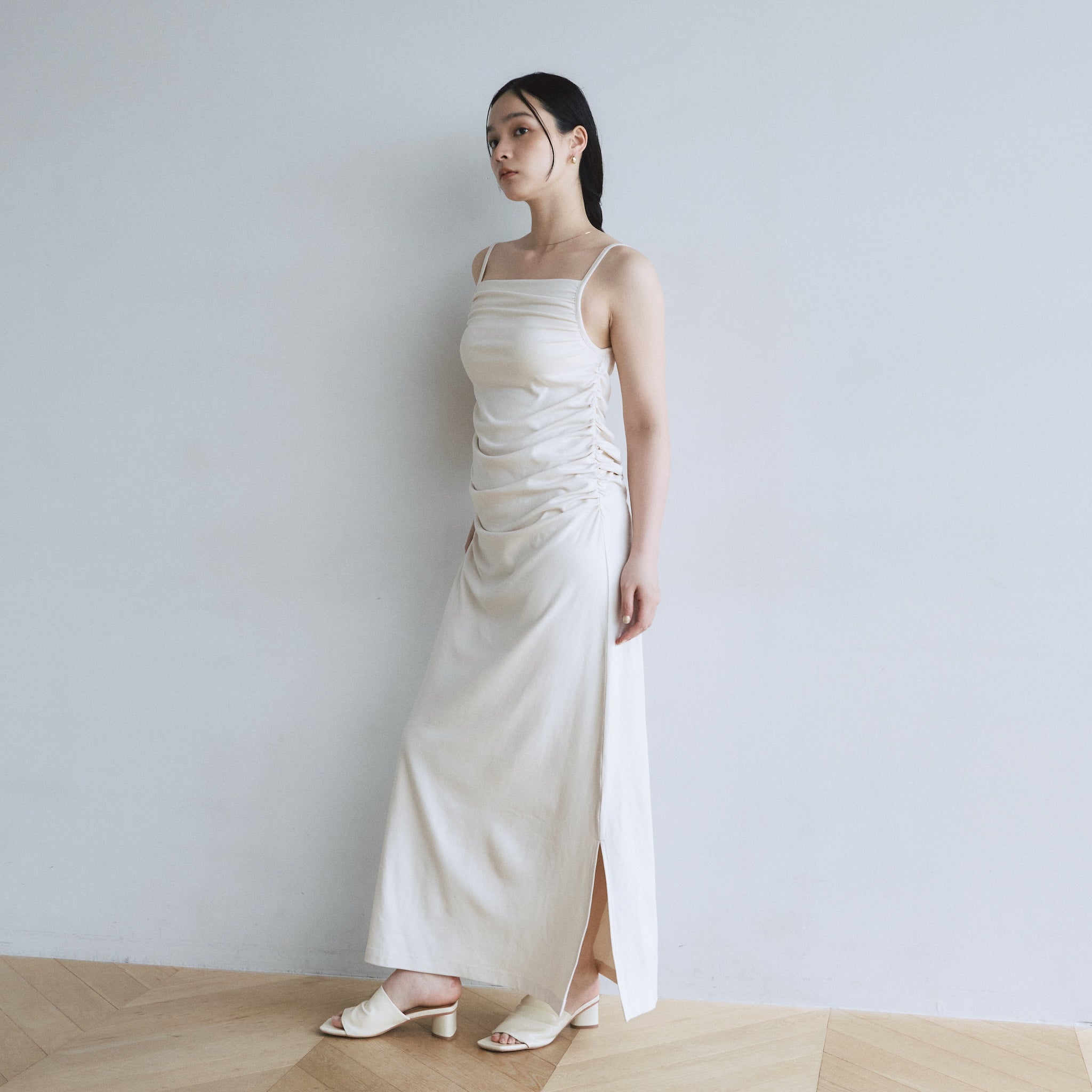 Draped gathered cami dress