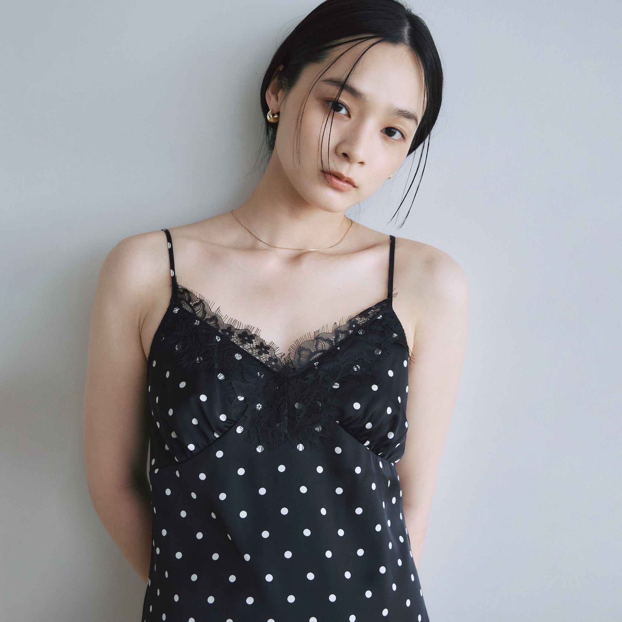 SatinマーメイドEye Lash Laceドレス