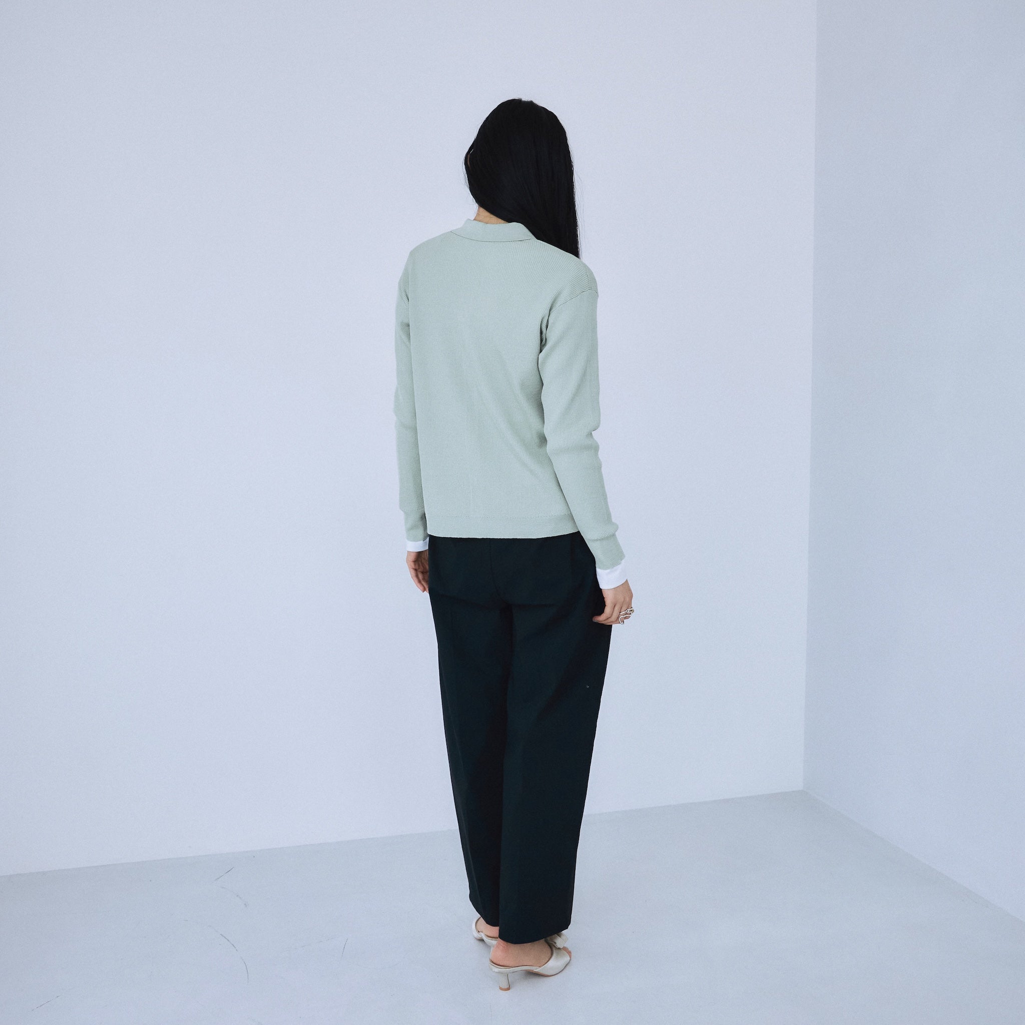 Cotton nylon 3-tuck pants