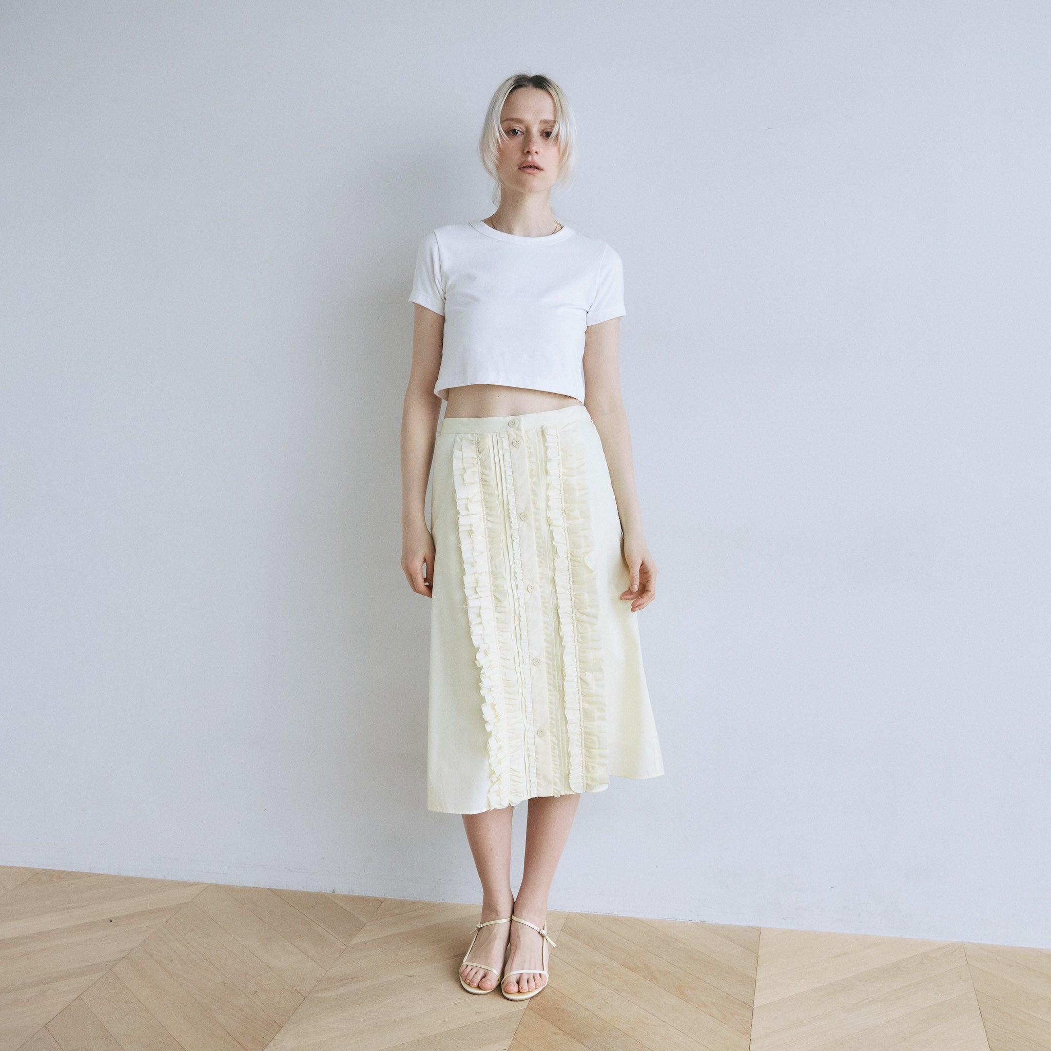 Frill design 2-way midi skirt