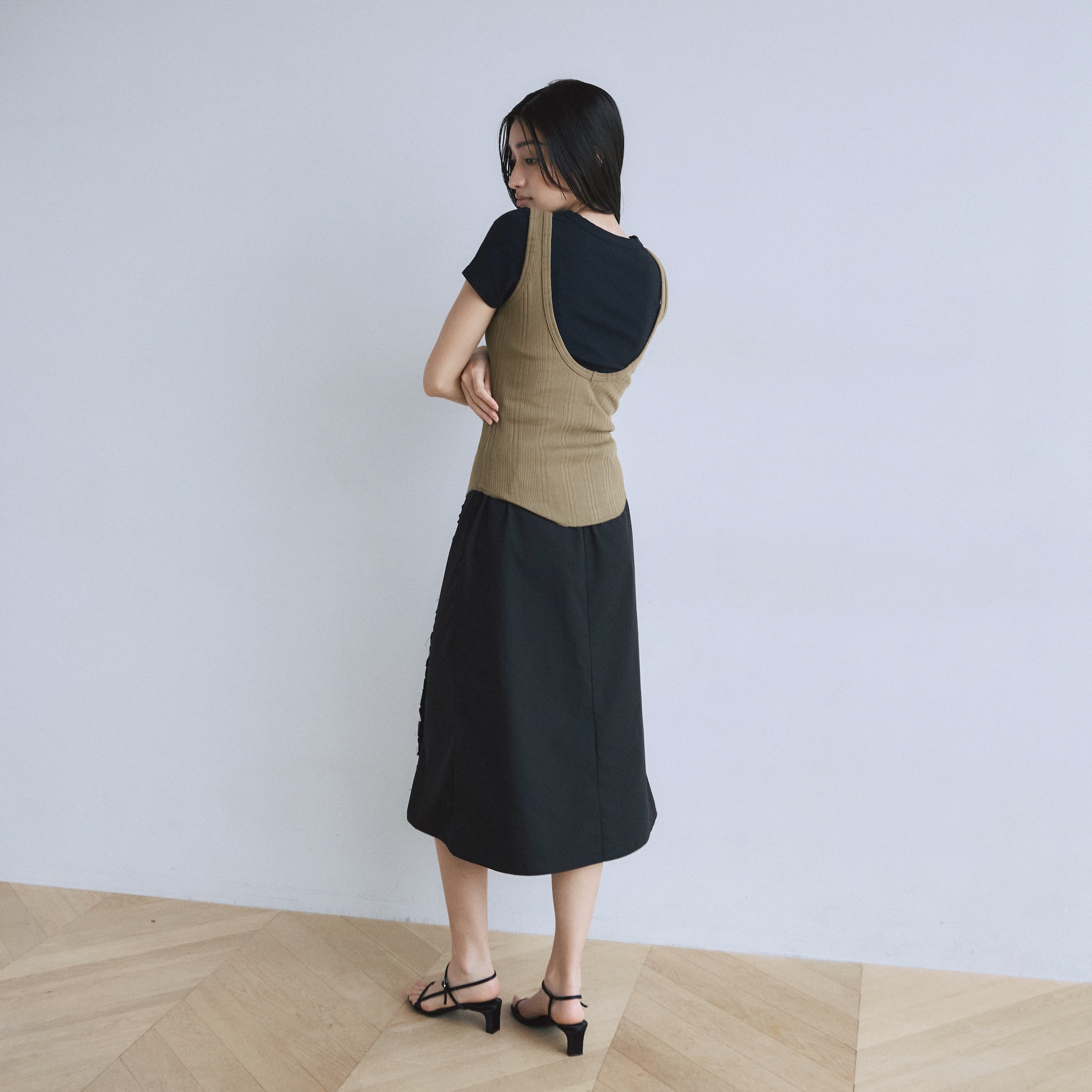 Frill design 2-way midi skirt