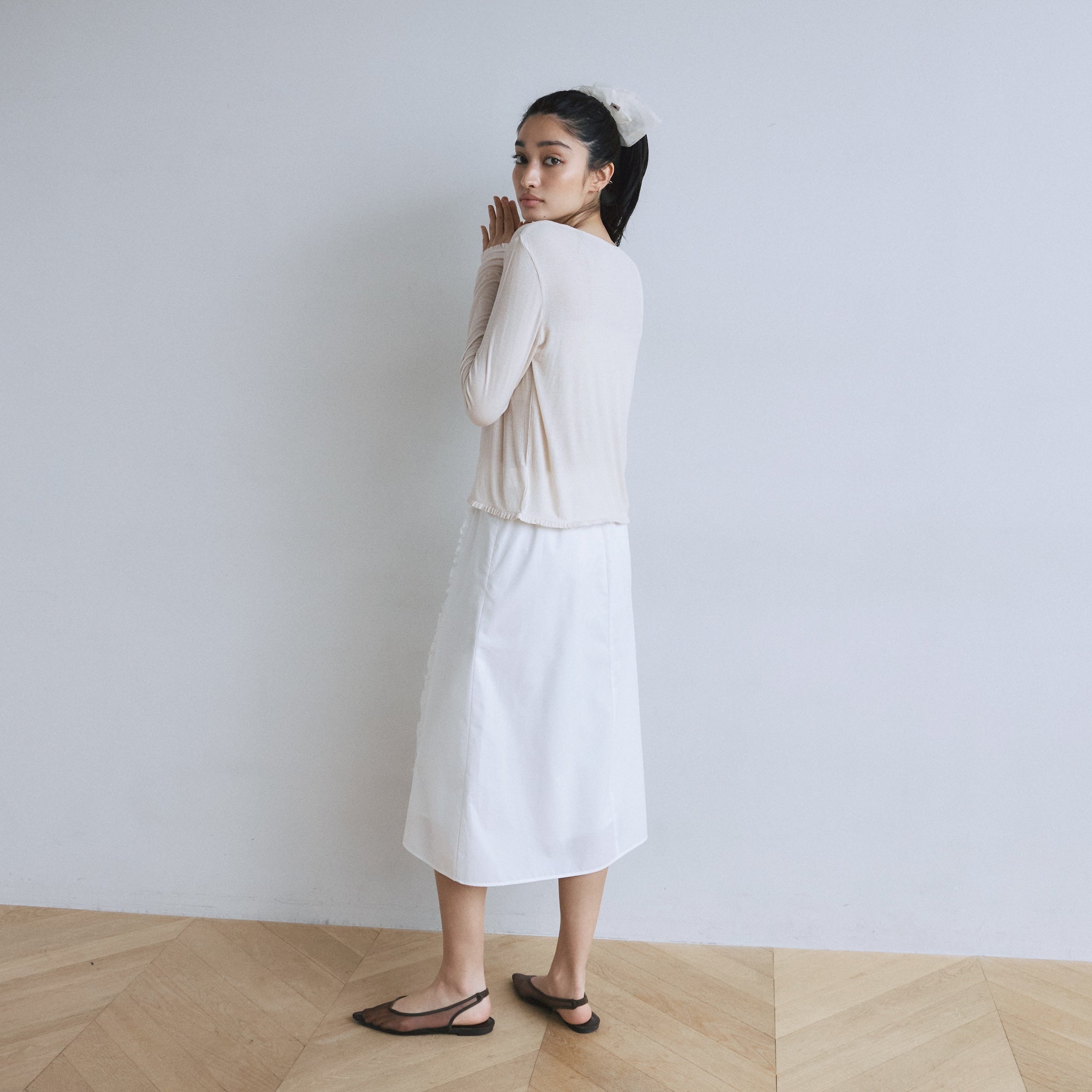 Frill design 2-way midi skirt