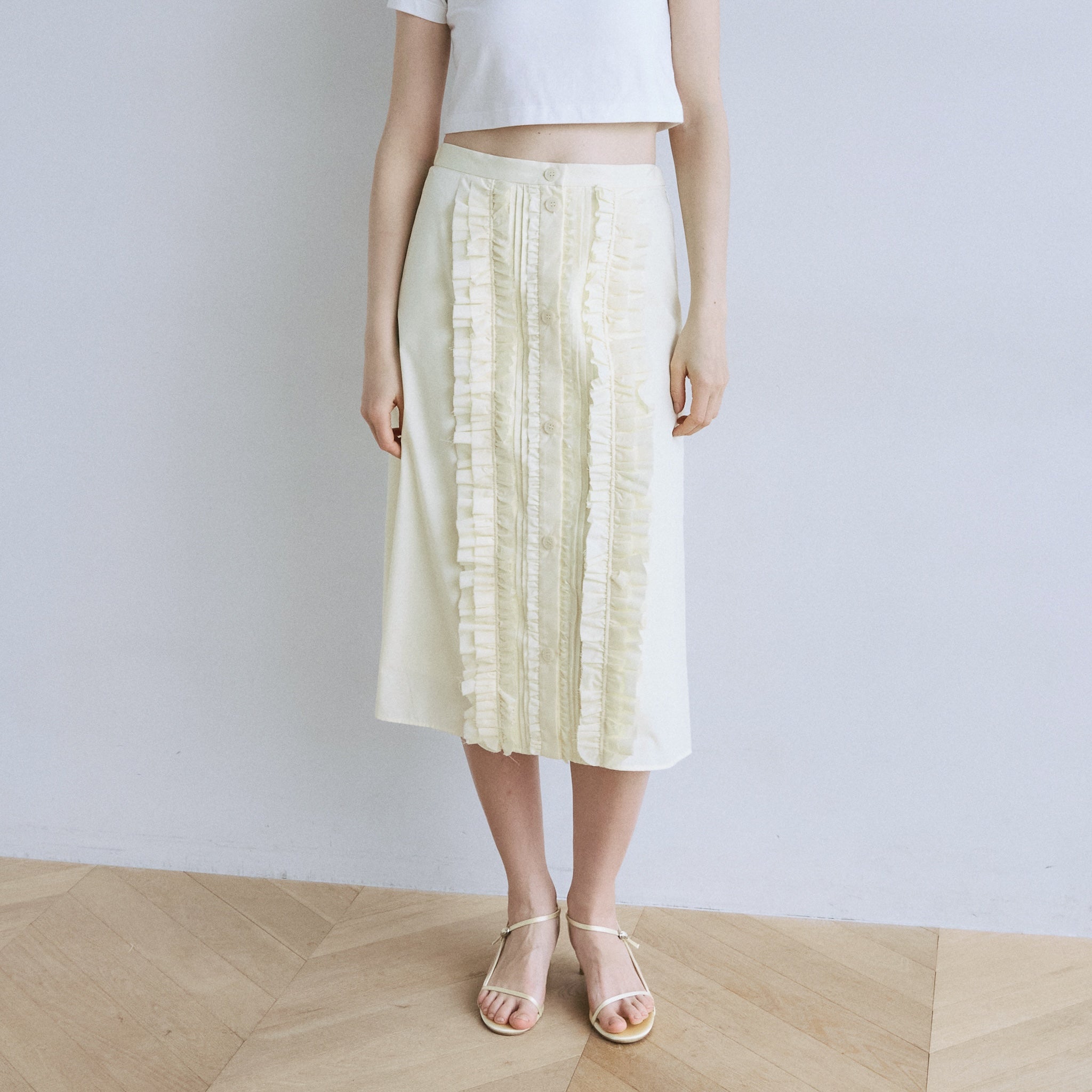 フリルデザイン2wayミディスカート
