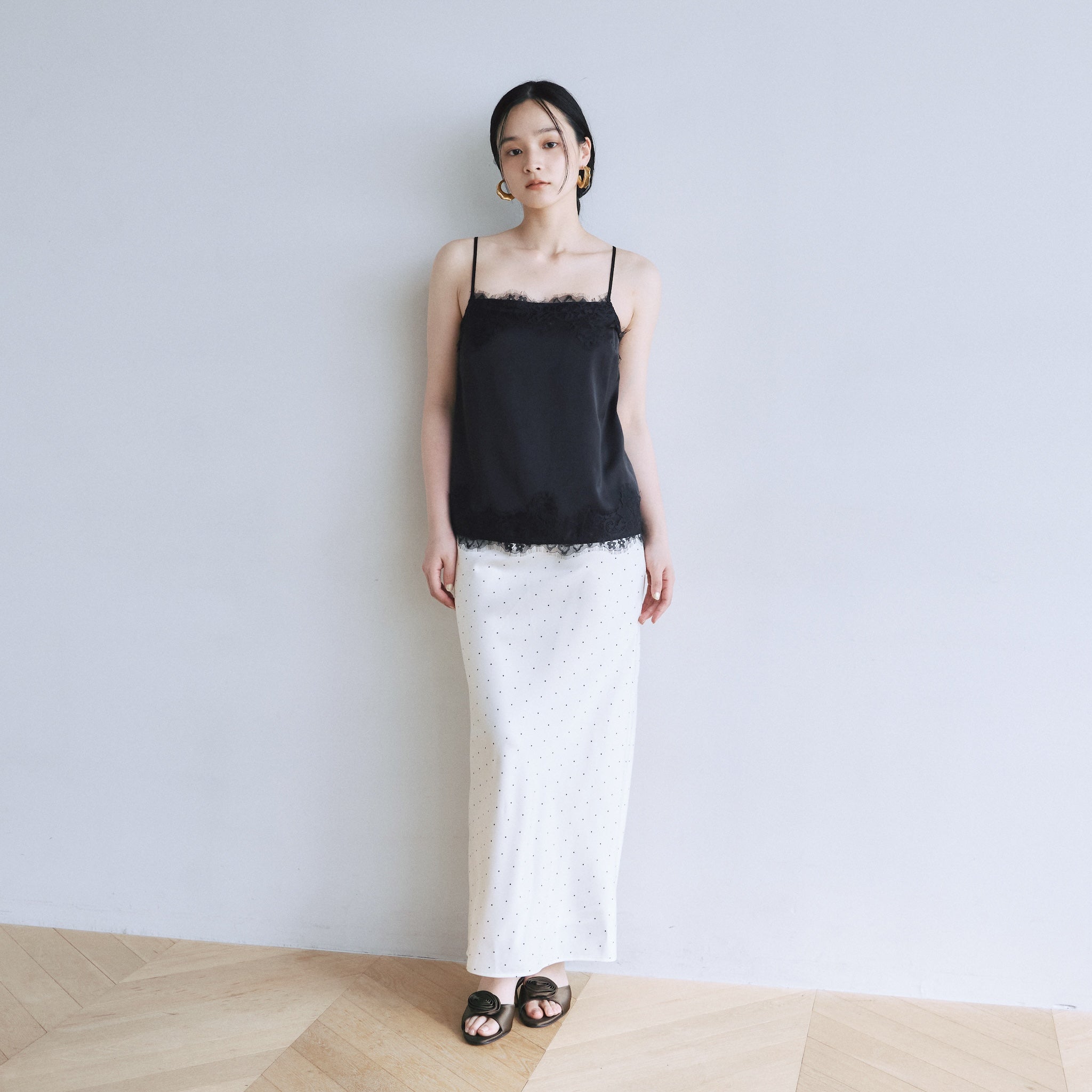 PIN DOT satin skirt