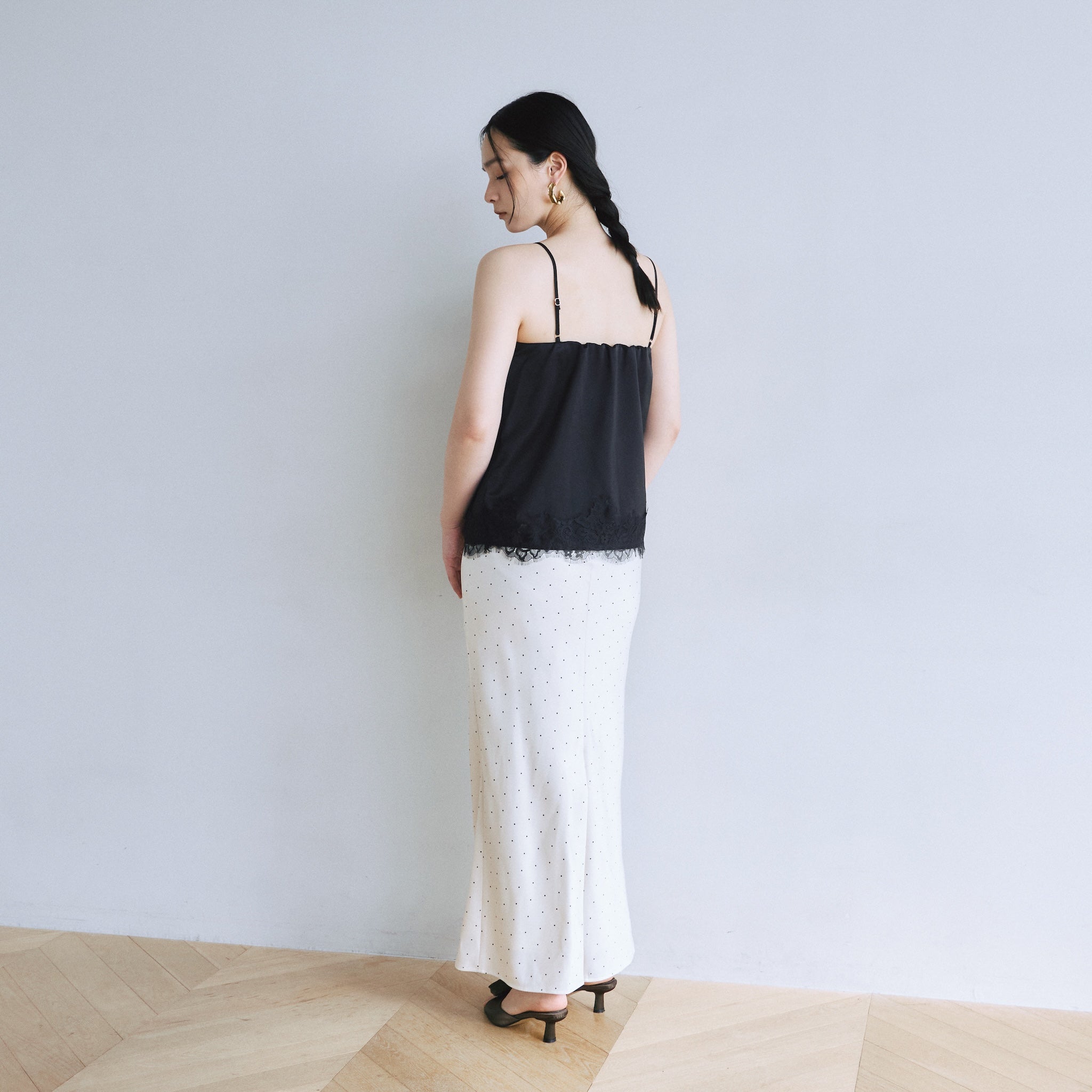 PIN DOT satin skirt