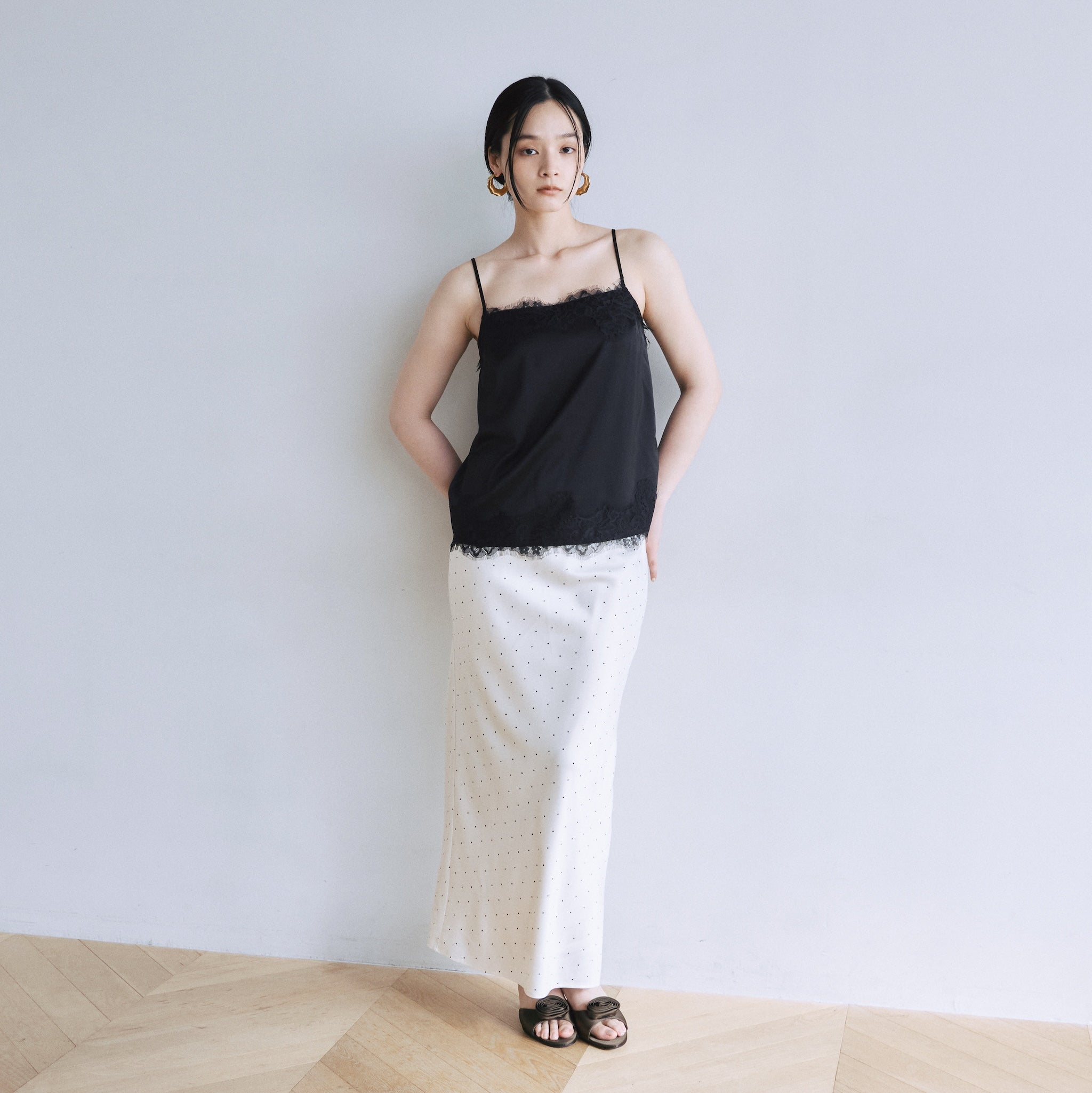 PIN DOT satin skirt