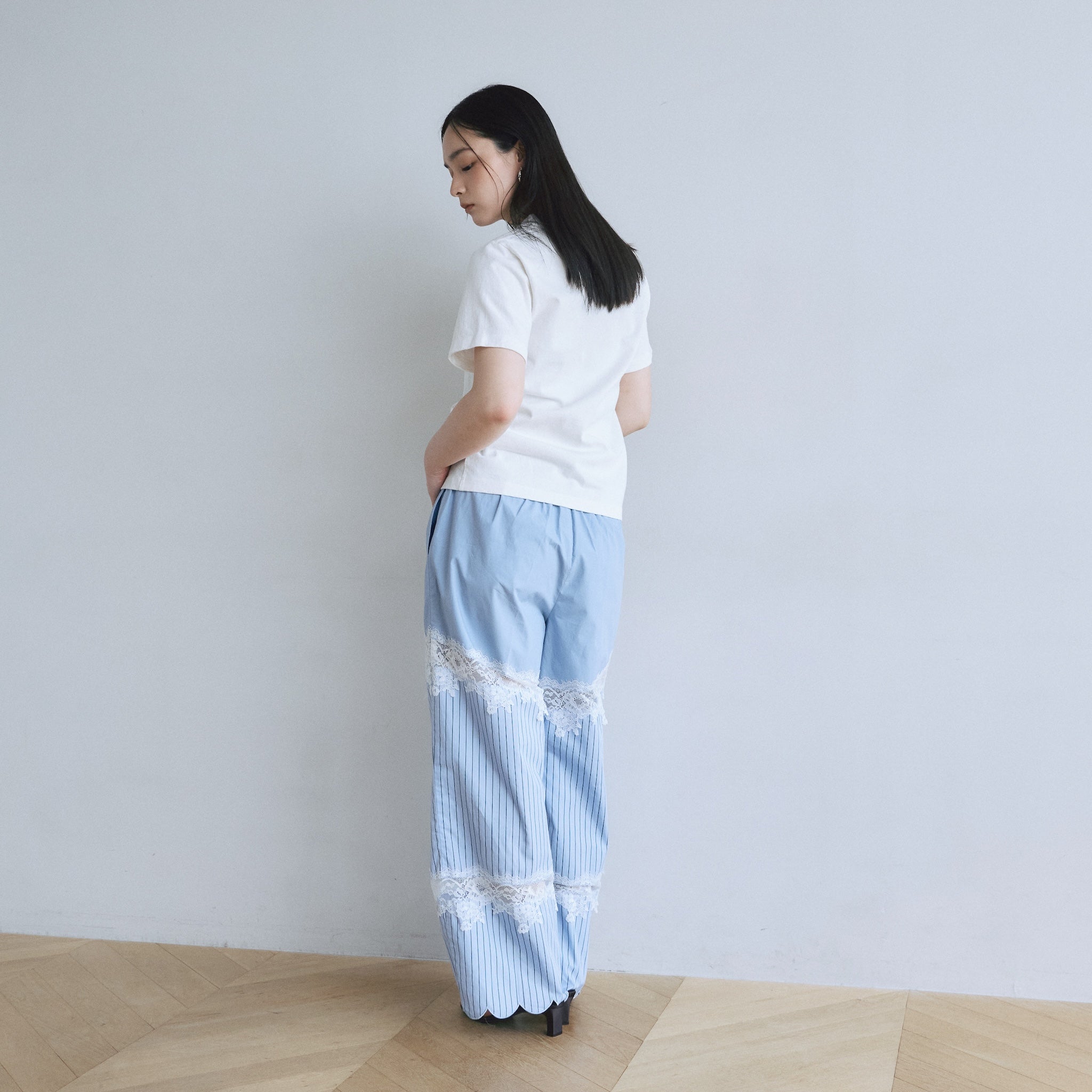 Laceドッキングスカラップrelaxパンツ