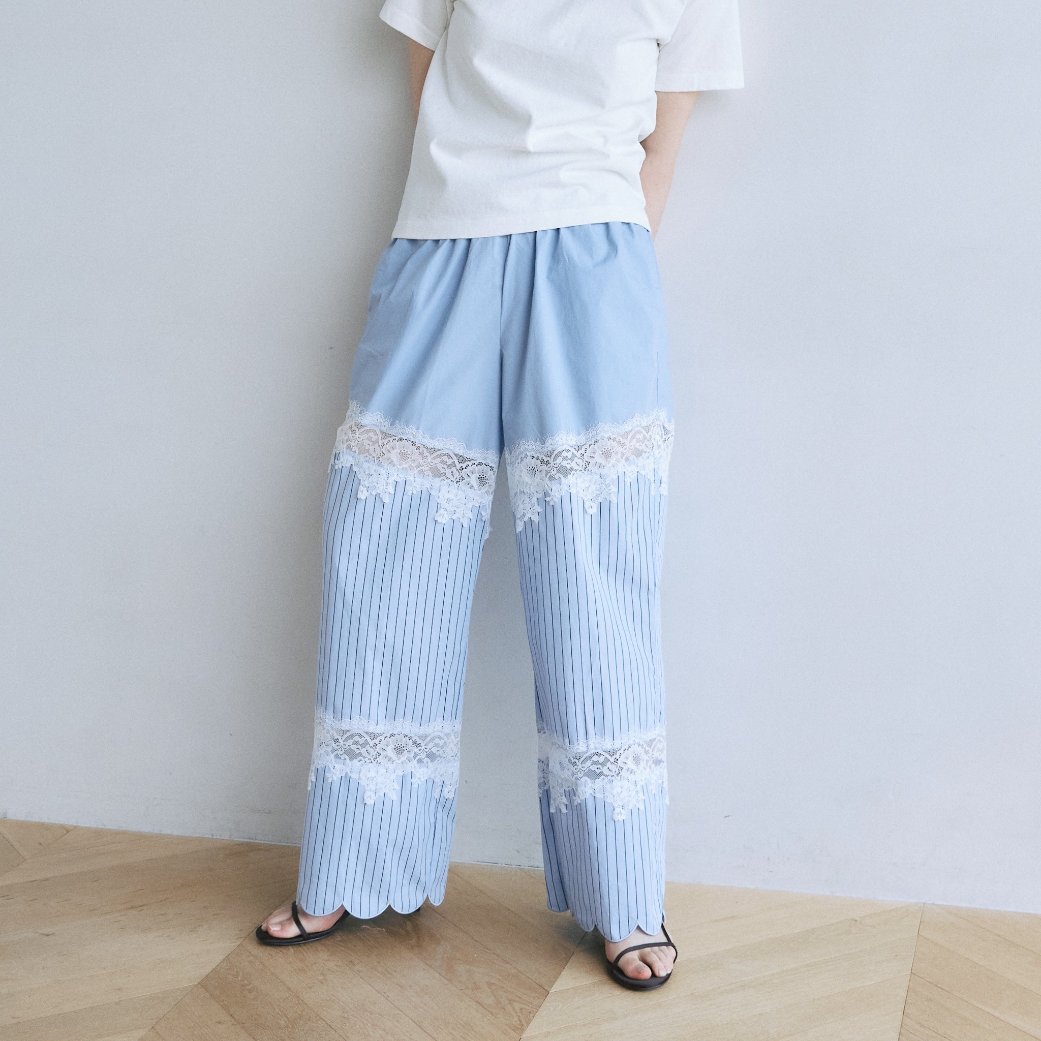 Laceドッキングスカラップrelaxパンツ