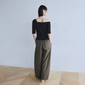 Narrow Waist Cotton Barrel Pants
