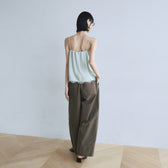 Narrow Waist Cotton Barrel Pants