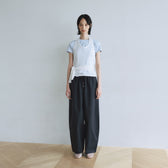 Narrow Waist Cotton Barrel Pants