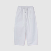 Narrow Waist Cotton Barrel Pants
