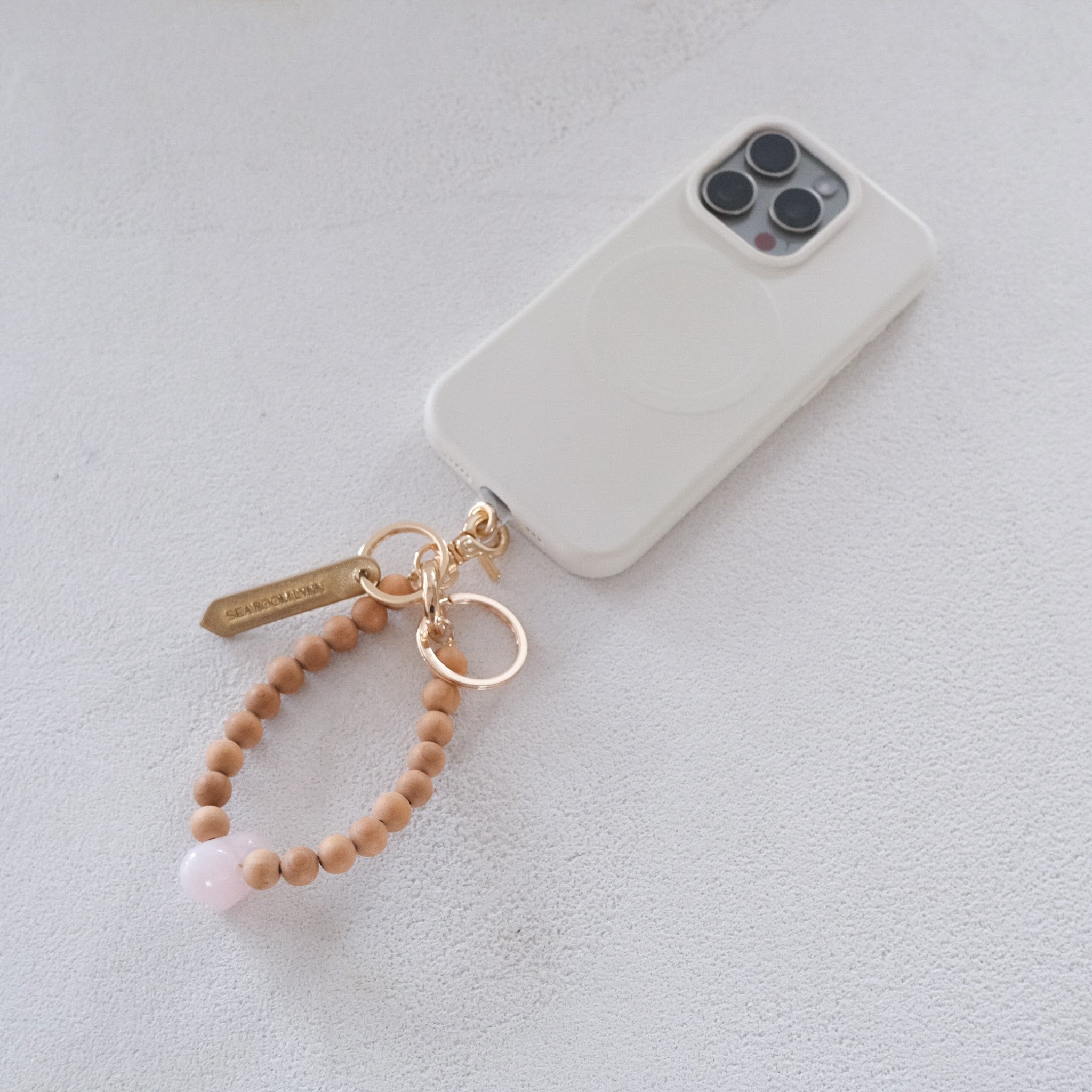 WOOD and NATURAL STONE HAND STRAP