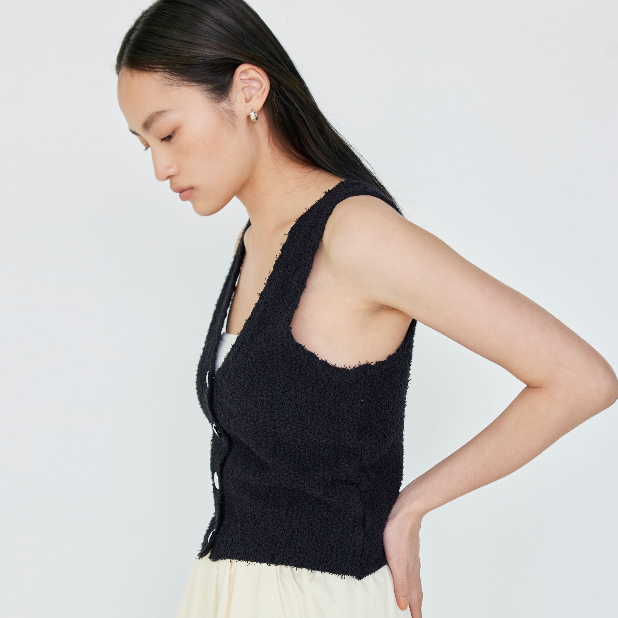 Heartボタン2way Knitベスト