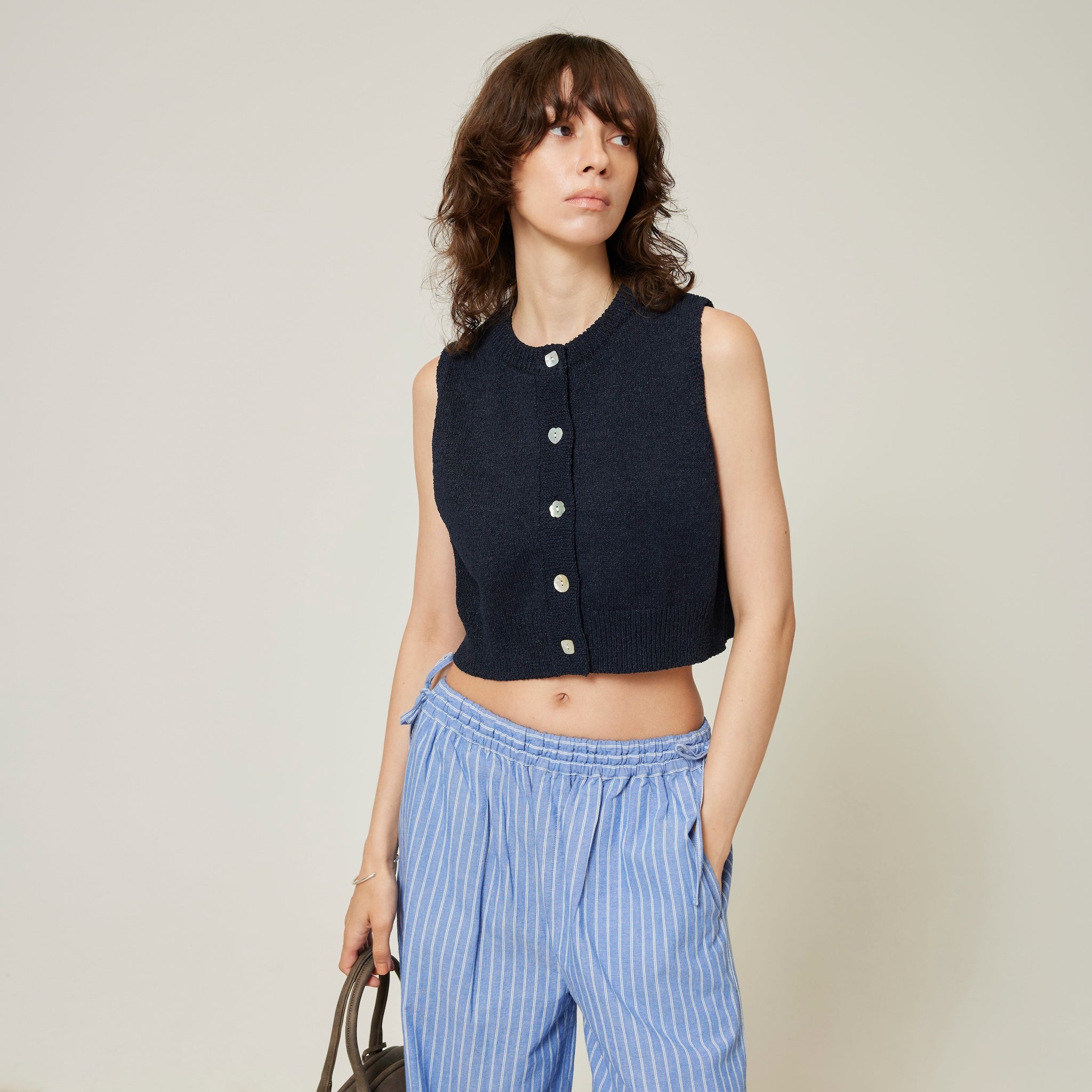 PAPER KNIT MULTI BUTTON CHIBI VEST