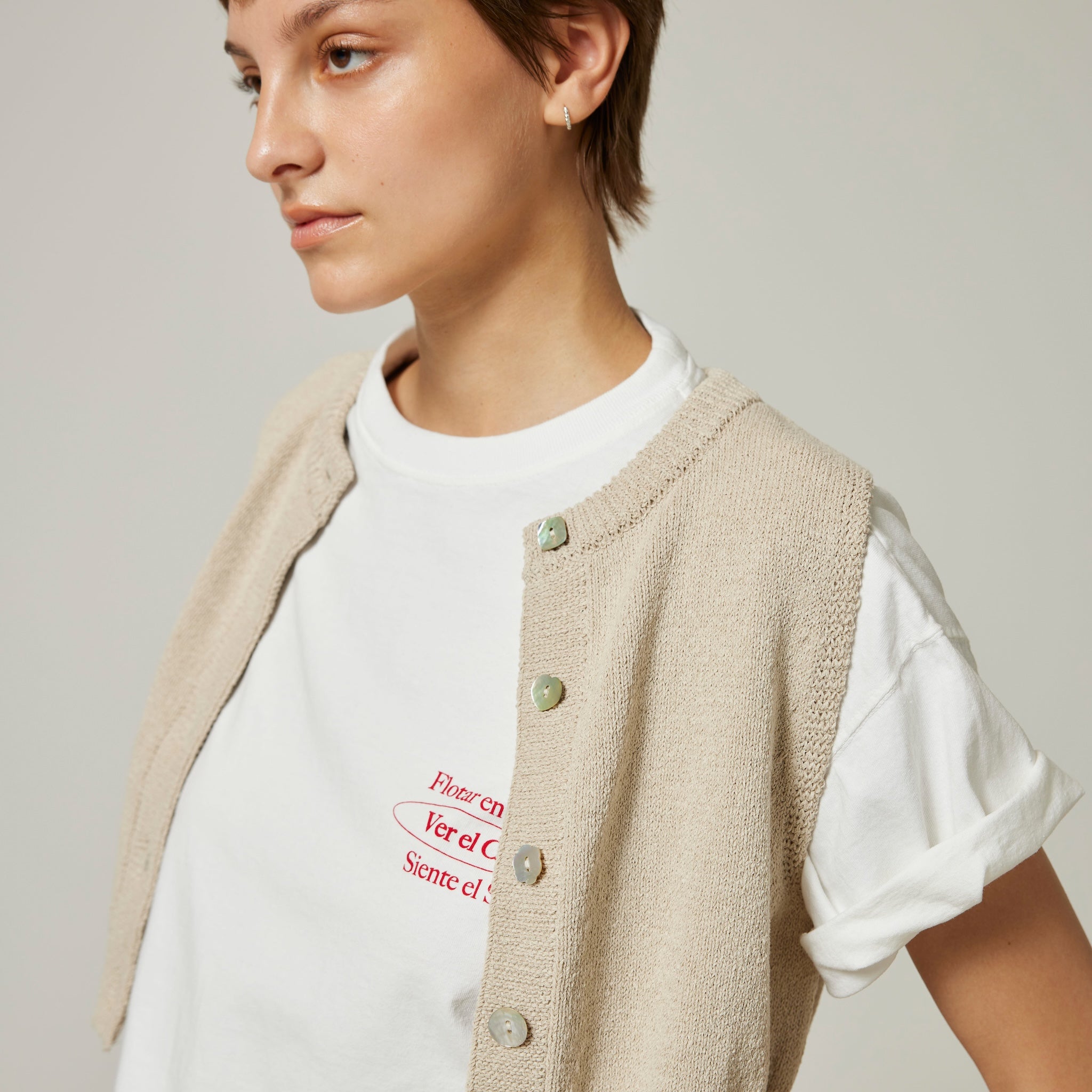 PAPER KNIT MULTI BUTTON CHIBI VEST
