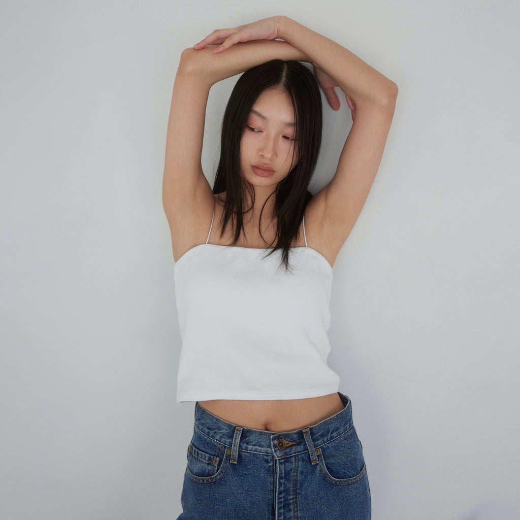 シールームリン　RIBベーシックFitベアキャミ　ブラック スムースタッチベーシックFitベアキャミ