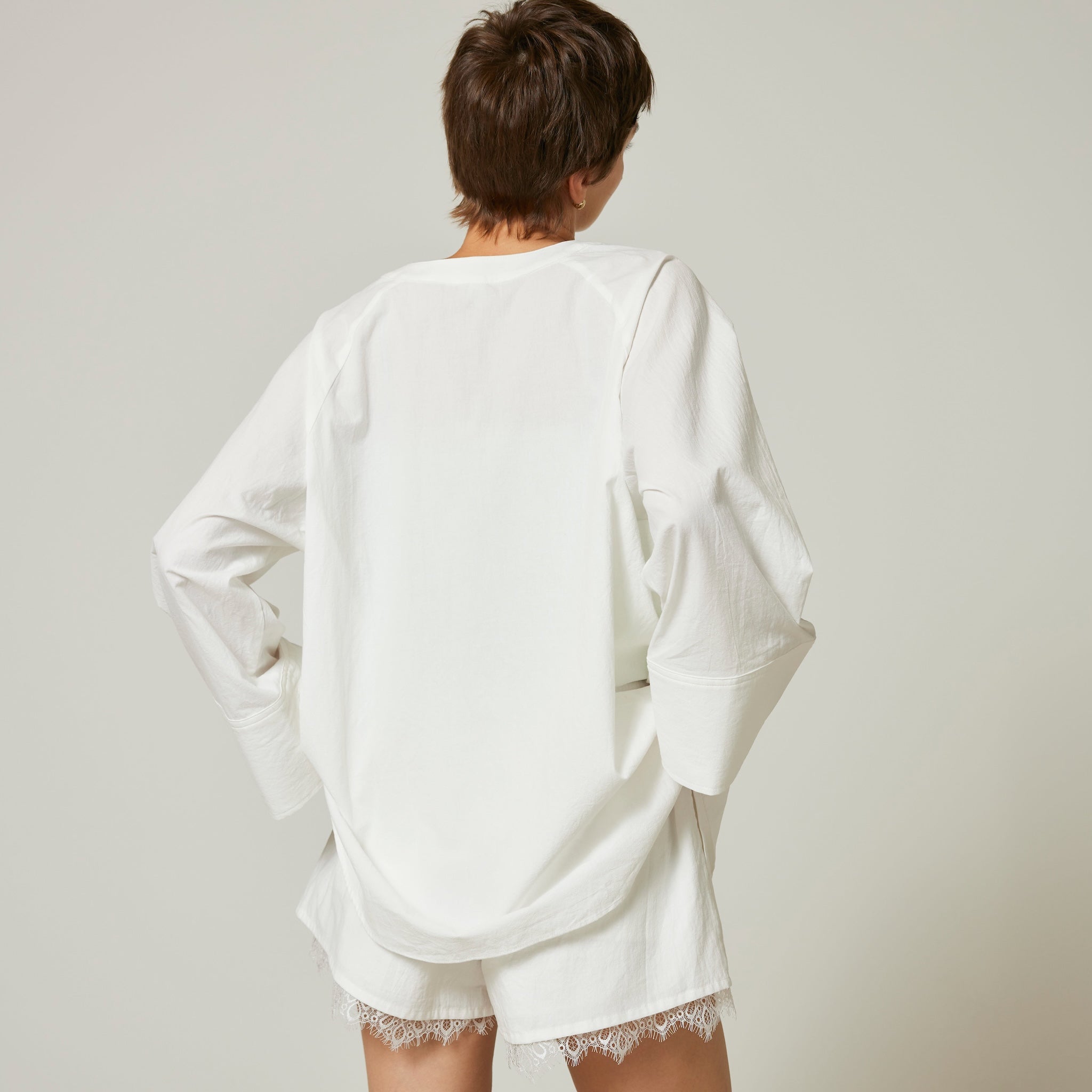 Cotton Washスリーブギャザーシャツ