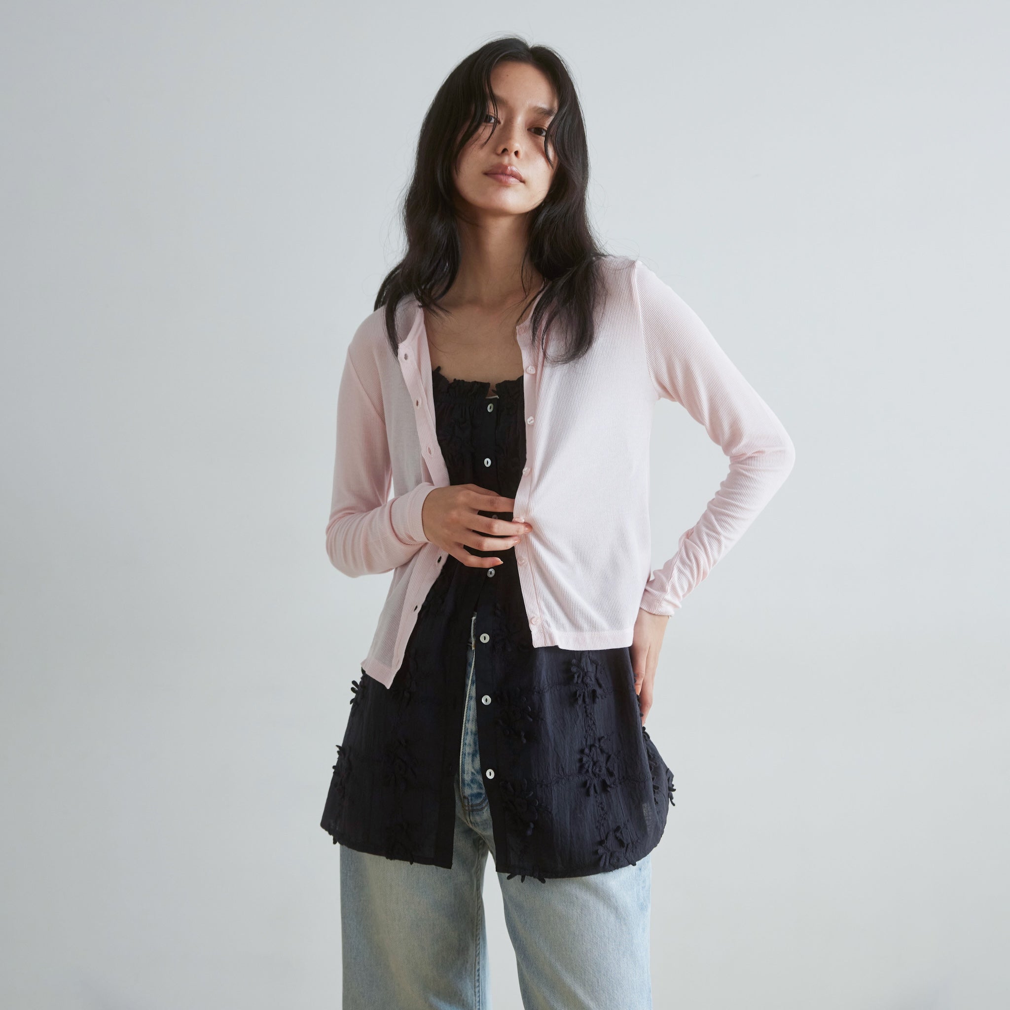 Sheer RIB 2wayカーディガン