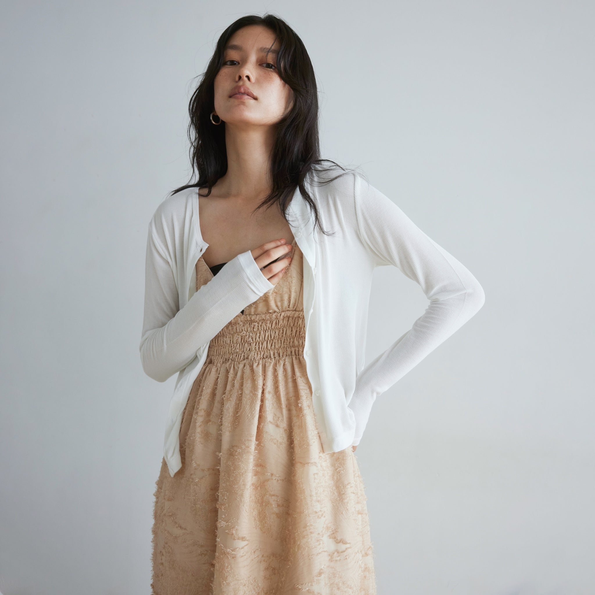 Sheer RIB 2wayカーディガン