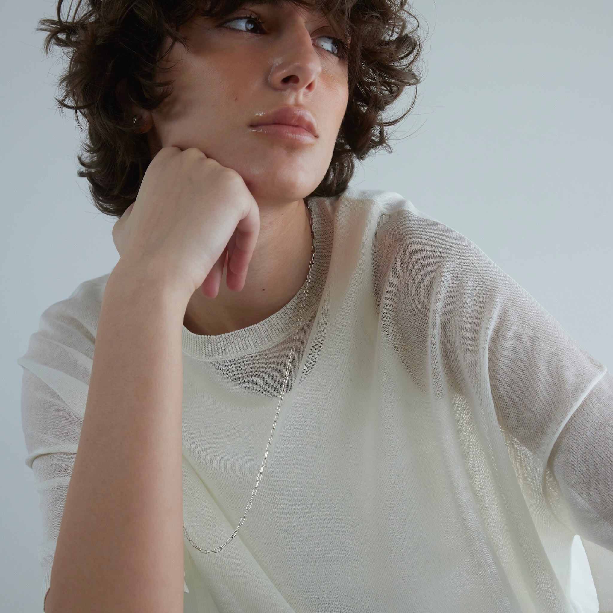 Drytouch sheer knit loose T-shirt