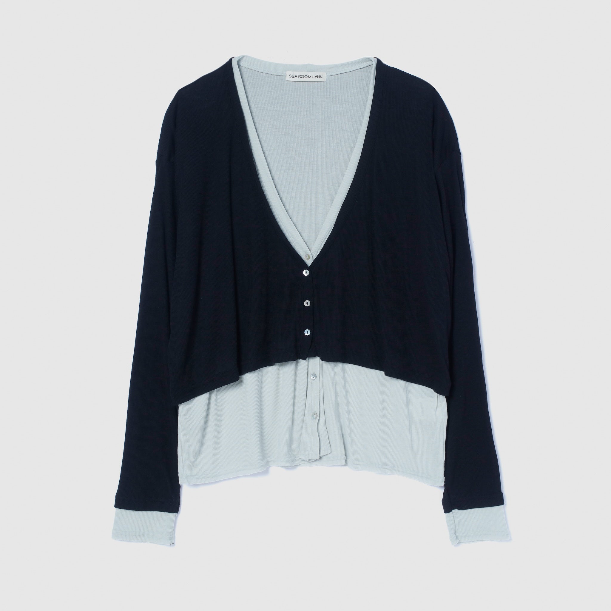Layered V-cut sheer cardigan