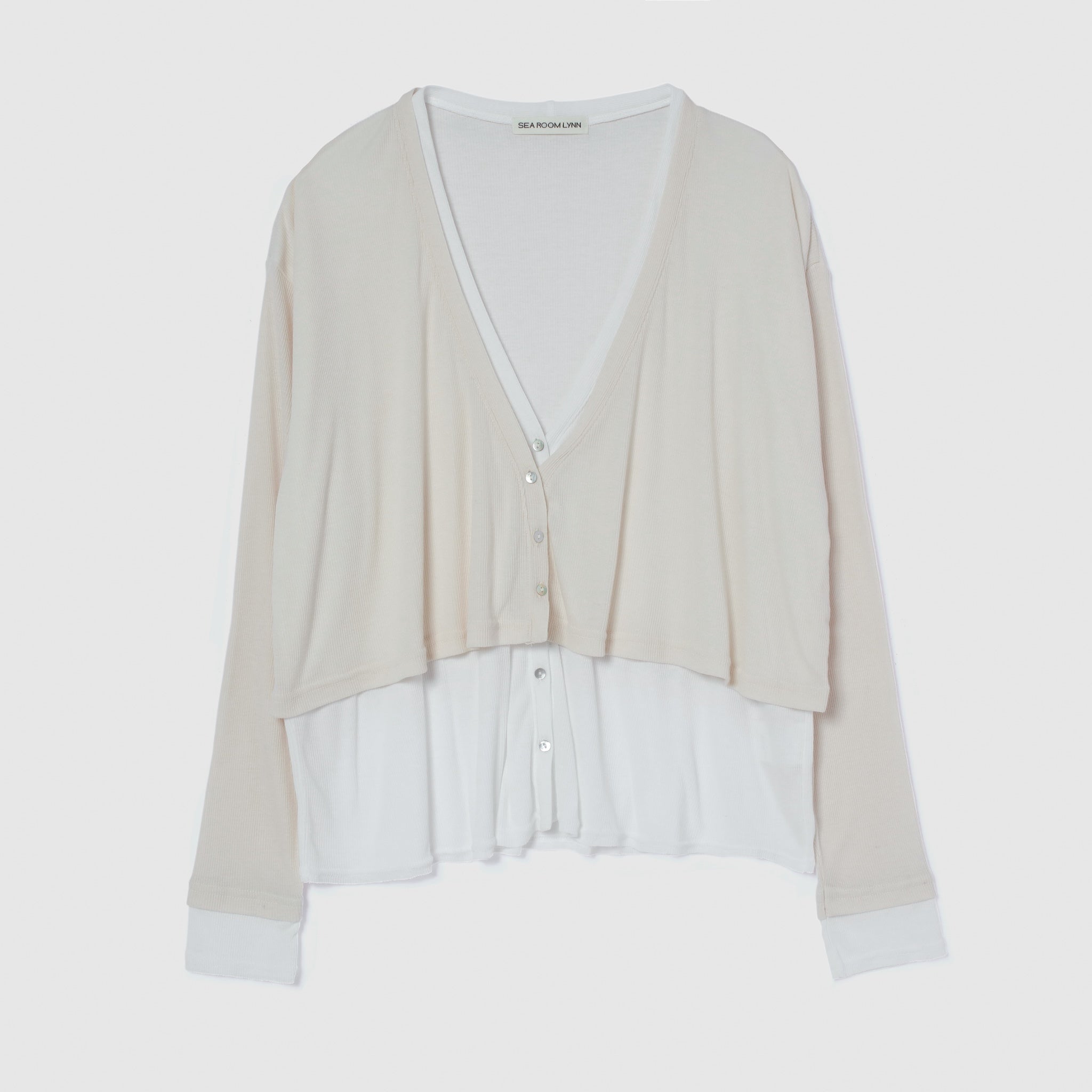 Layered V-cut sheer cardigan