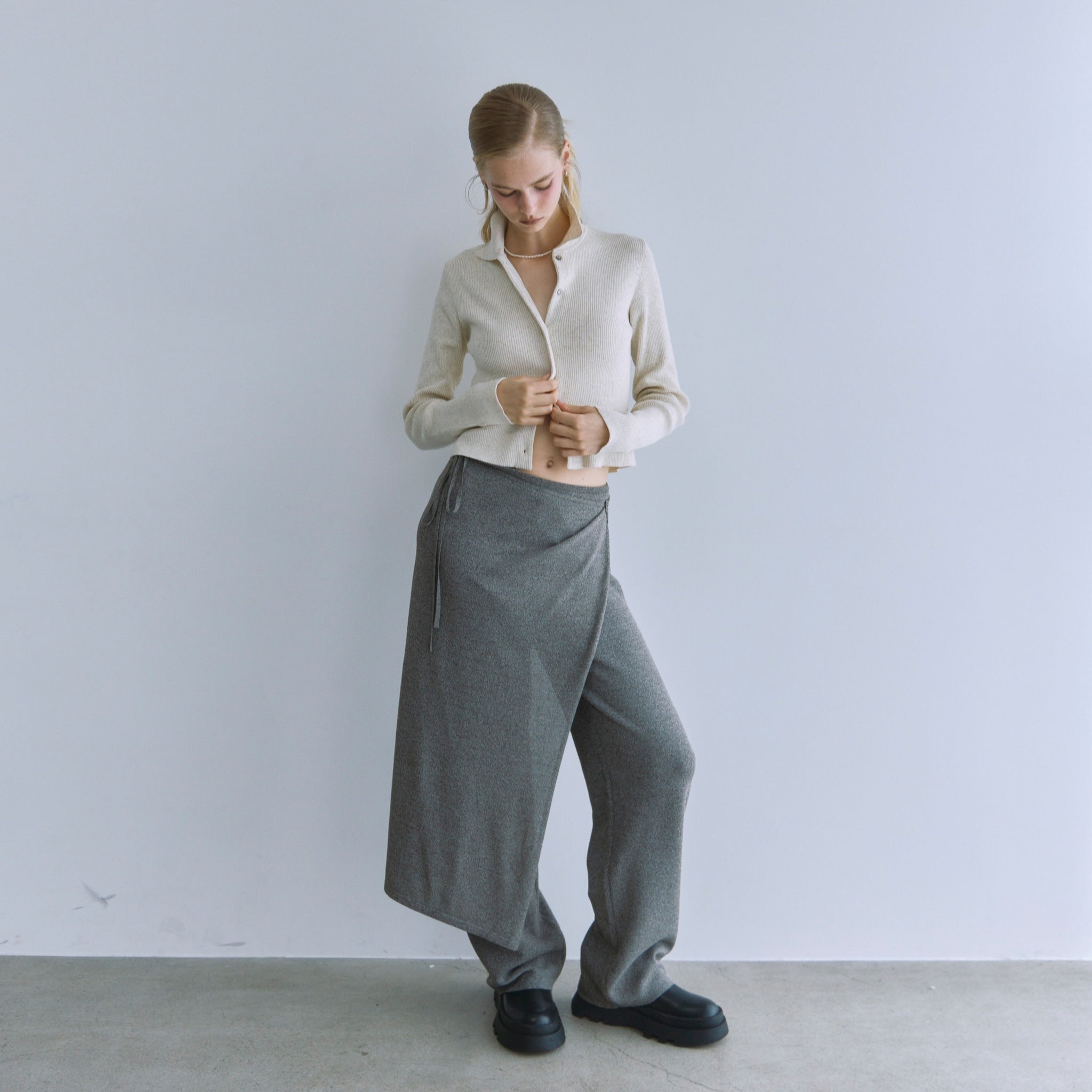 Wrap scarf knit pants