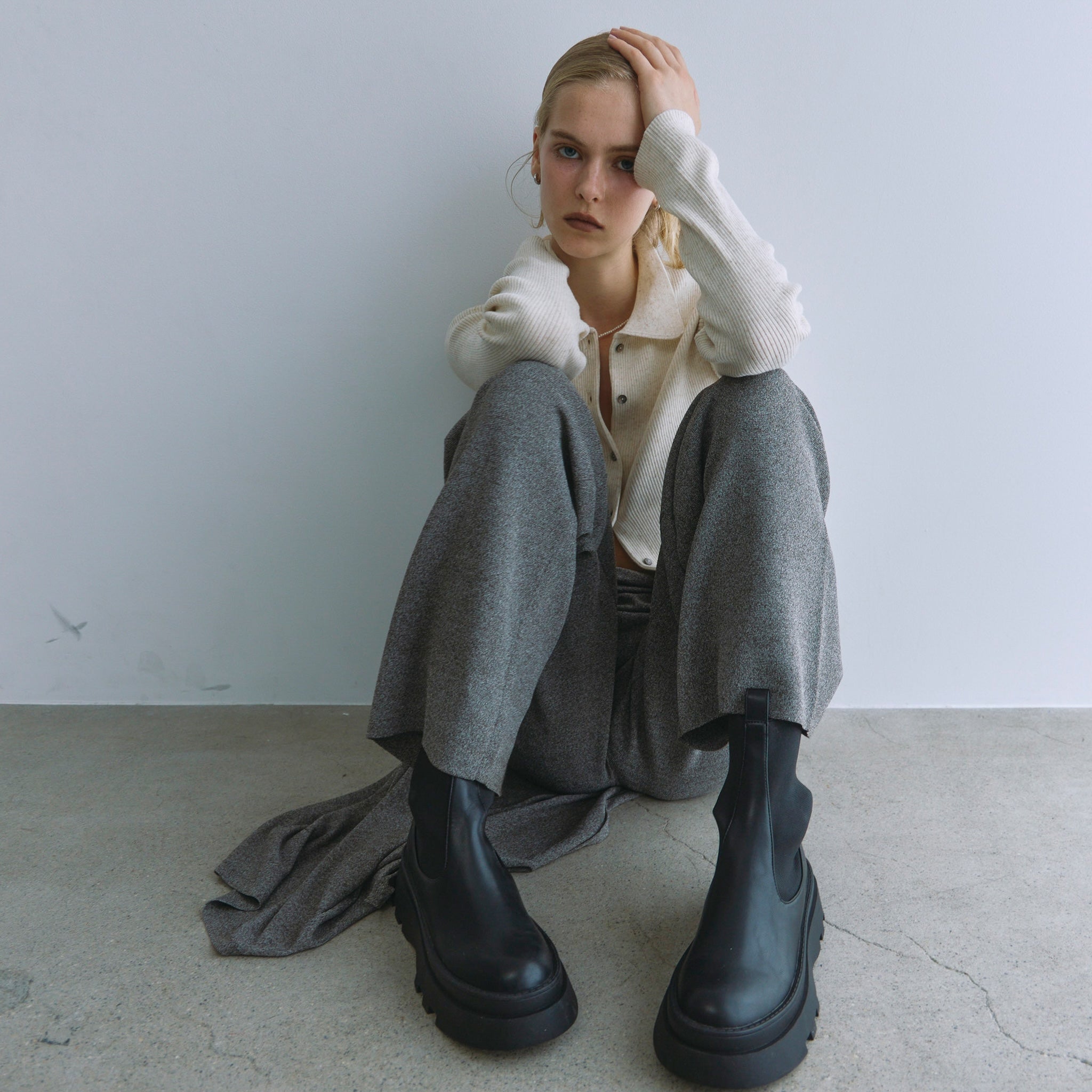 Wrap scarf knit pants