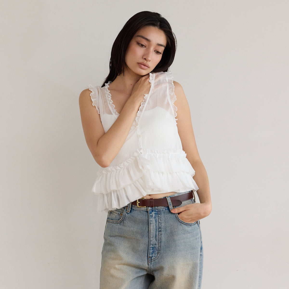 Sheer Frill Layered Bustier