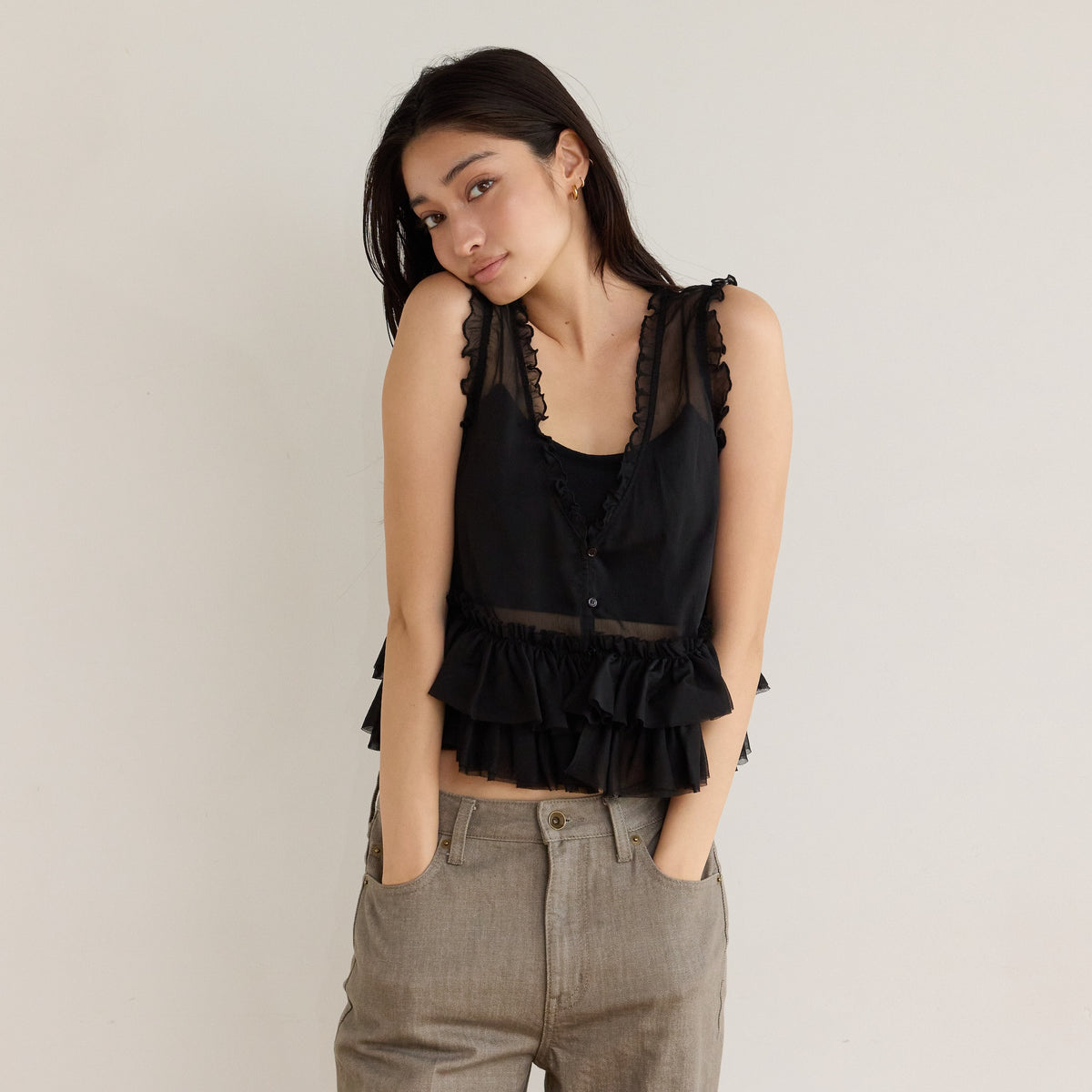 Sheer Frill Layered Bustier