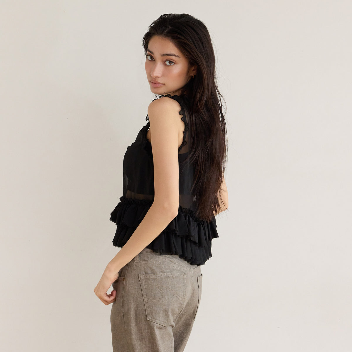 Sheer Frill Layered Bustier