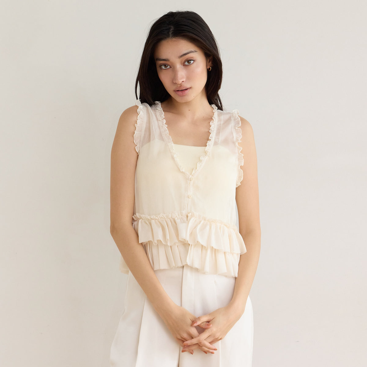 Sheer Frill Layered Bustier
