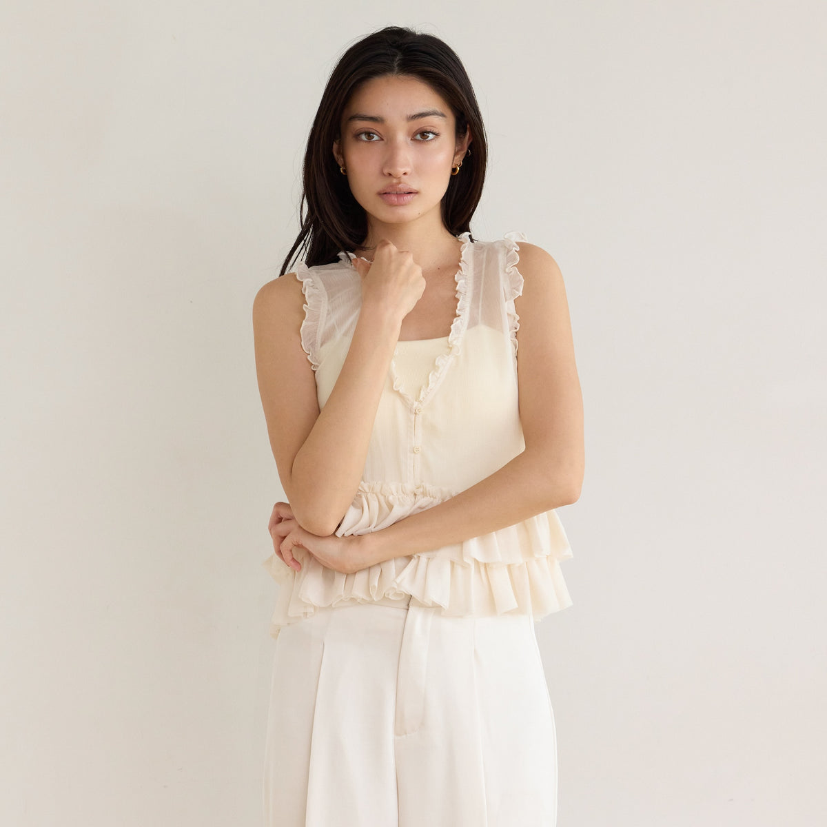 Sheer Frill Layered Bustier